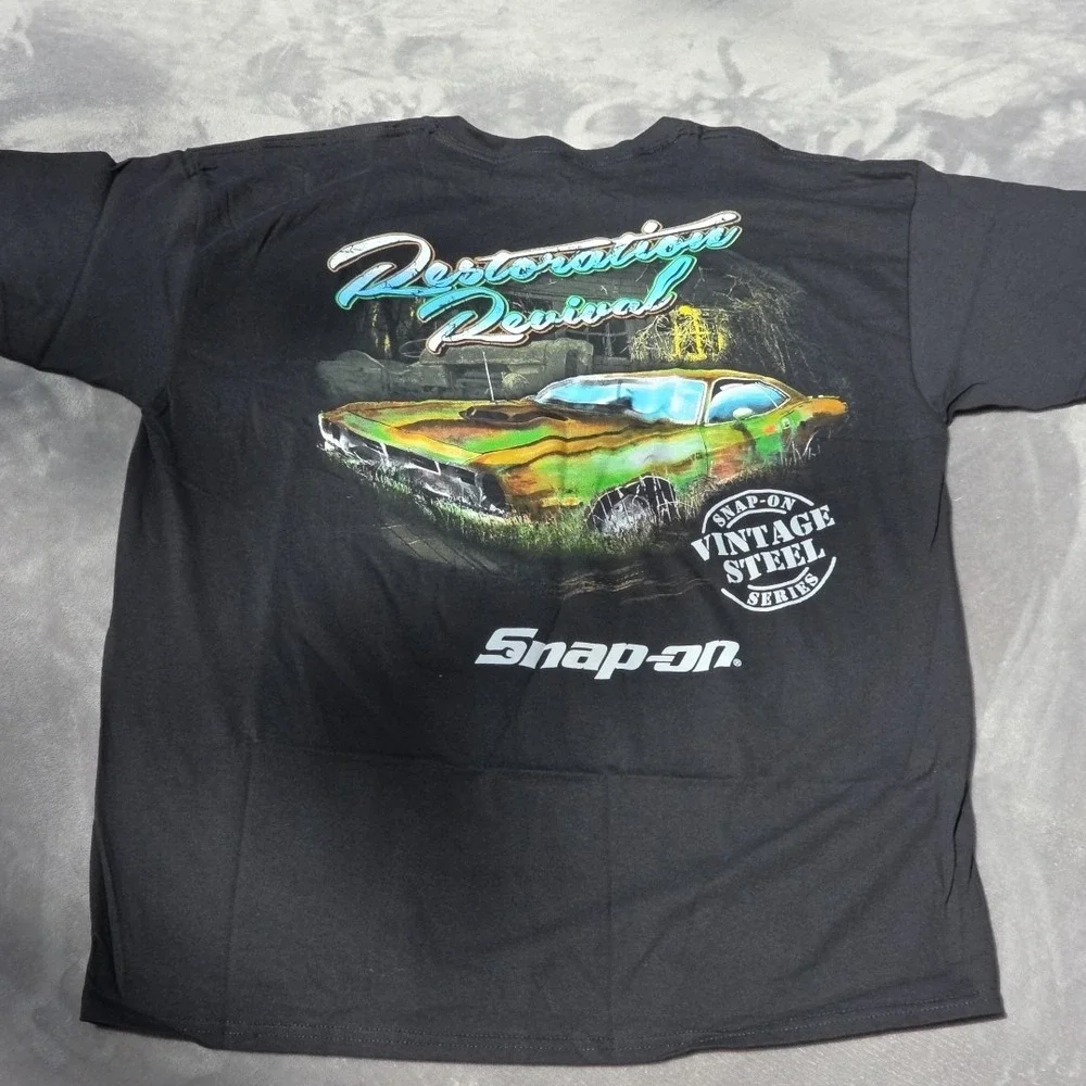 Snap On T Shirt Men's XL Front And Back Silk Screen On Black NWOT Vintage Steel‎